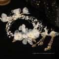 Elegante Brauthaarzubehör weiß Blume Stirnband handgefertigtes Perlen Stirnband Frauen Braut Hochzeit Haarhand Tiaras